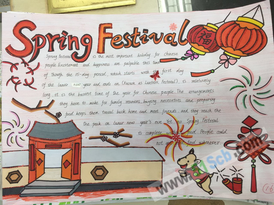 spring festival春节英语手抄报图片,资料